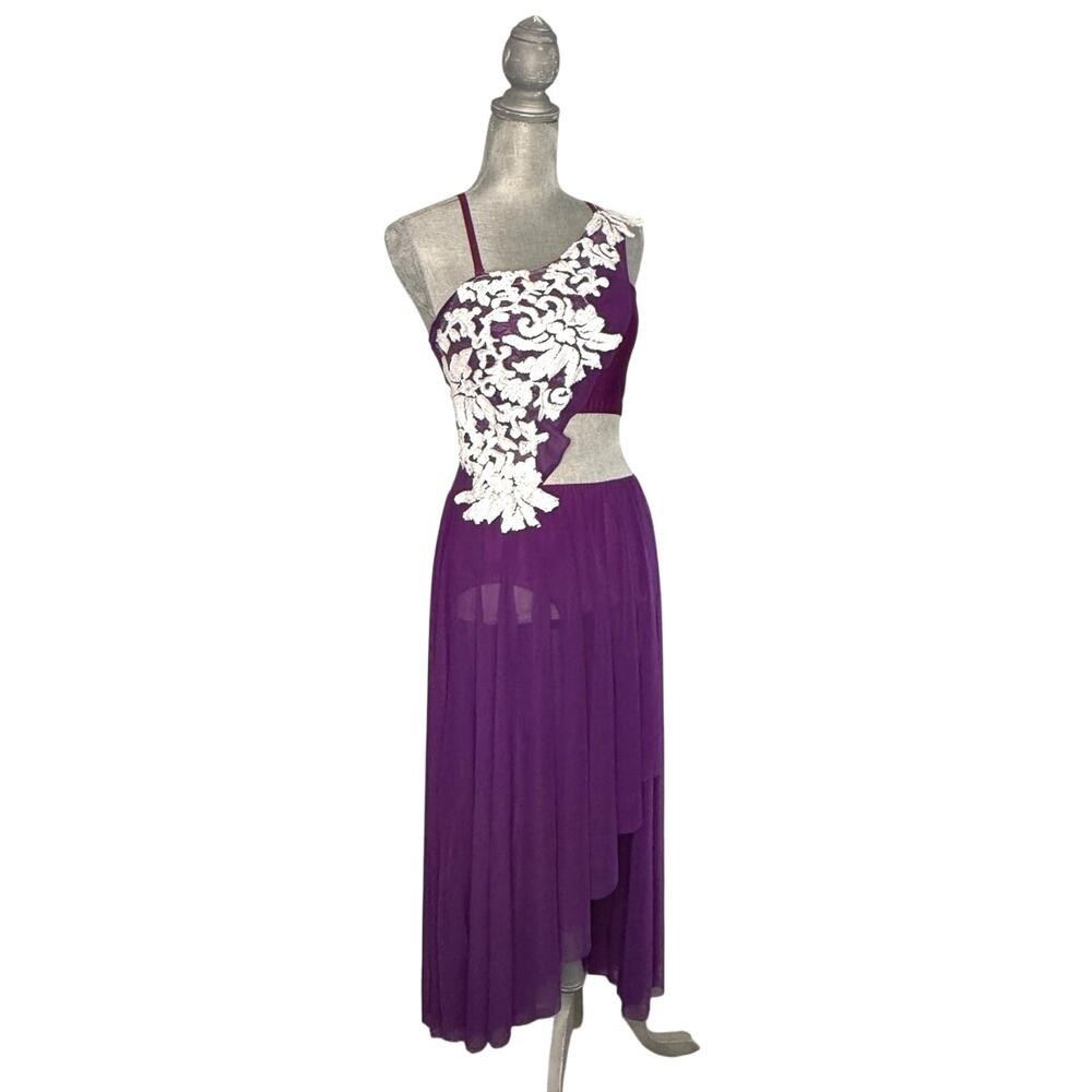 Tenth House signature competition/recital/solo costume purple white sequined